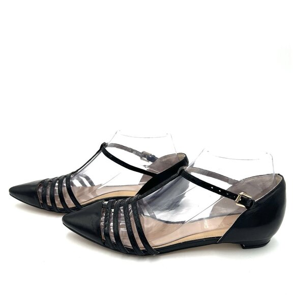 Ivanka Trump Shoes Women's Size 6.5M Leather T-Strap Black Flats Classic - Picture 5 of 13